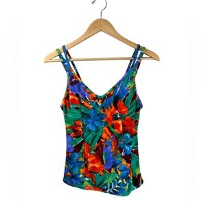 Miraclesuit Womens Tankini Swim Top Tropical Floral Print Estilo Built in Cups 8